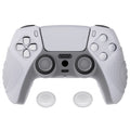 PlayVital Guardian Edition Anti-Slip Silicone Cover Skin with Thumb Grip Caps for PS5 Wireless Controller - Clear White PlayVital