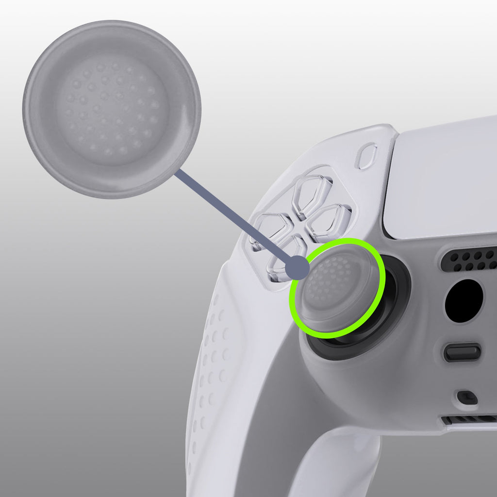 PlayVital Guardian Edition Anti-Slip Silicone Cover Skin with Thumb Grip Caps for PS5 Wireless Controller - Clear White PlayVital
