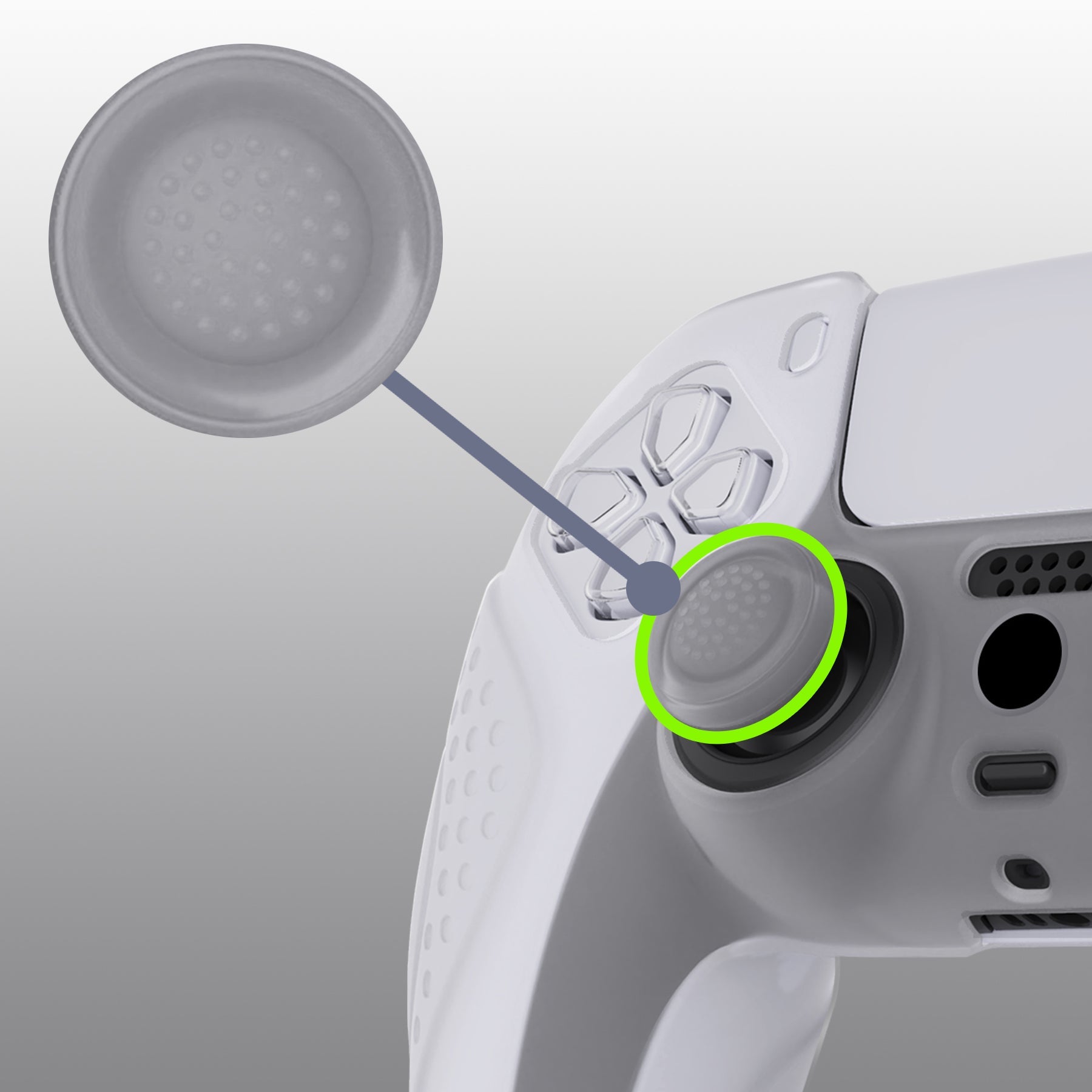 PlayVital Guardian Edition Anti-Slip Silicone Cover Skin with Thumb Grip Caps for PS5 Wireless Controller - Clear White PlayVital