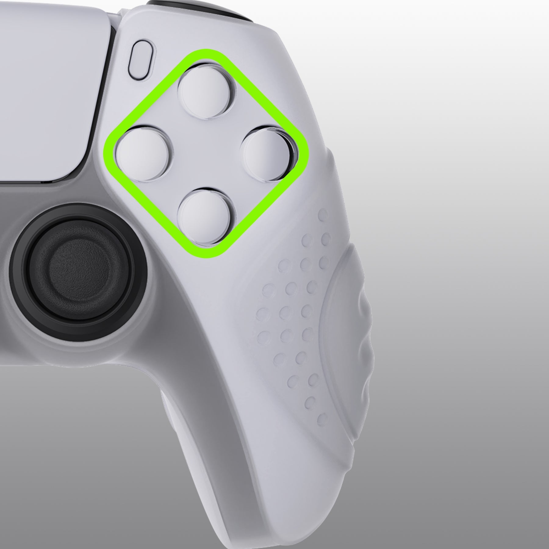PlayVital Guardian Edition Anti-Slip Silicone Cover Skin with Thumb Grip Caps for PS5 Wireless Controller - Clear White PlayVital