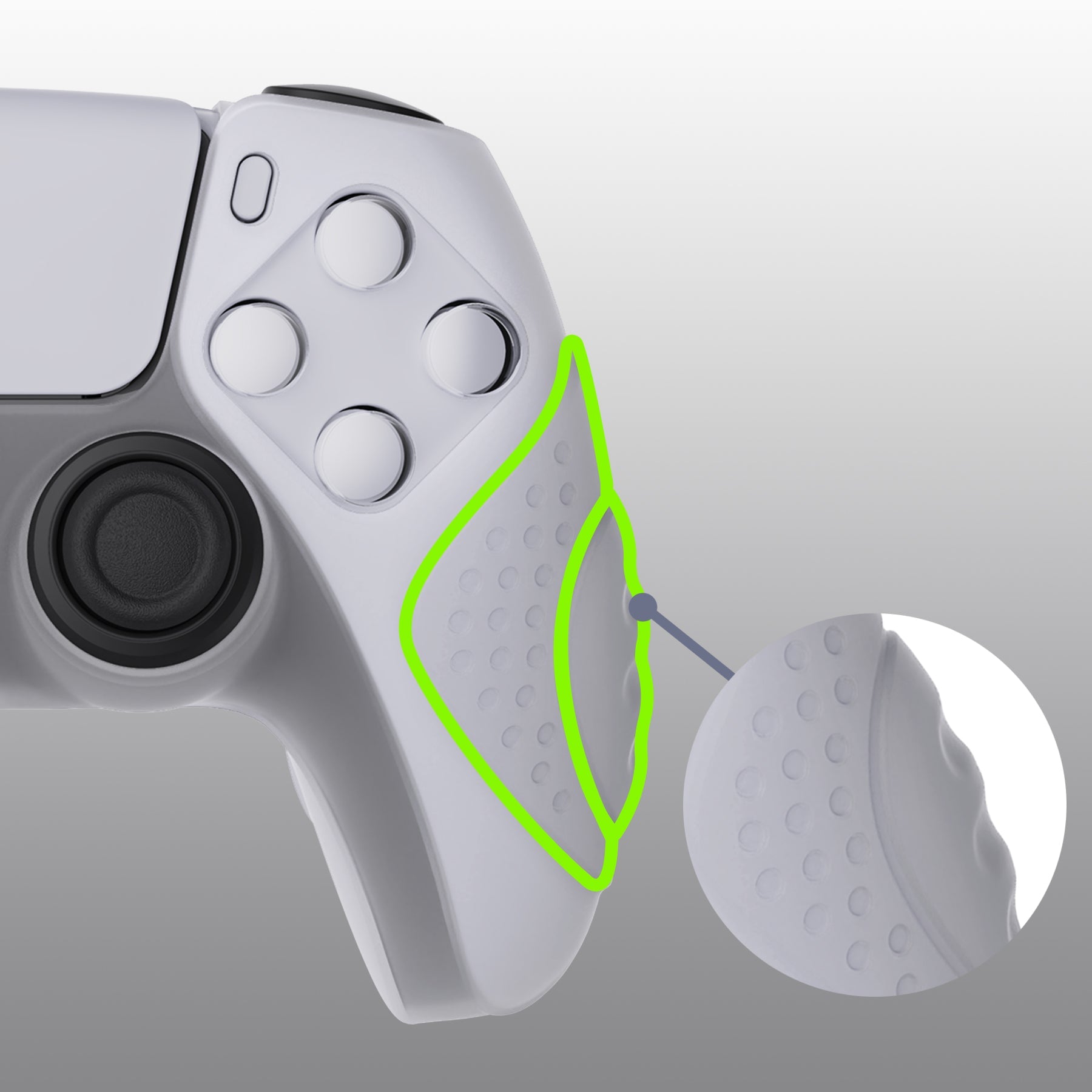 PlayVital Guardian Edition Anti-Slip Silicone Cover Skin with Thumb Grip Caps for PS5 Wireless Controller - Clear White PlayVital