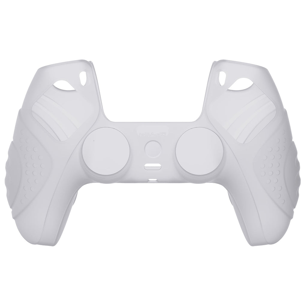 PlayVital Guardian Edition Anti-Slip Silicone Cover Skin with Thumb Grip Caps for PS5 Wireless Controller - Clear White PlayVital