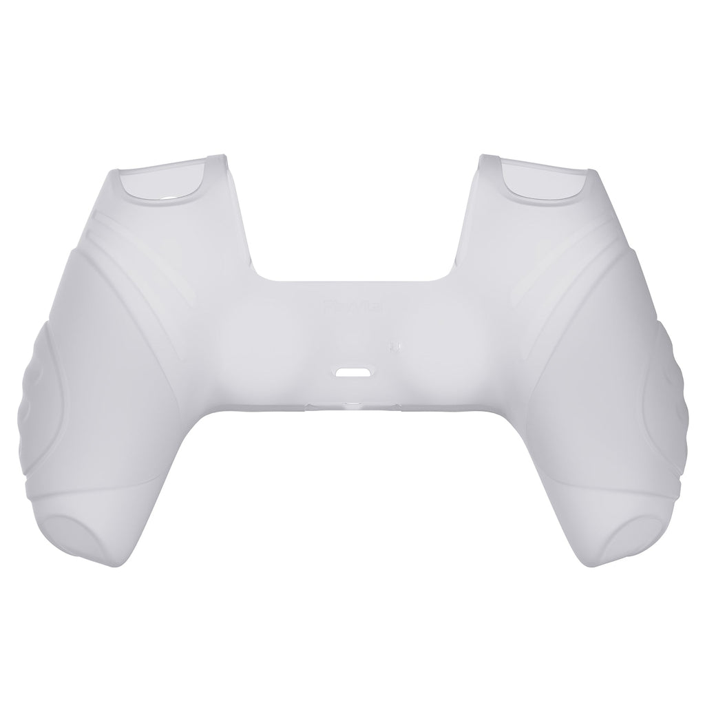 PlayVital Guardian Edition Anti-Slip Silicone Cover Skin with Thumb Grip Caps for PS5 Wireless Controller - Clear White PlayVital