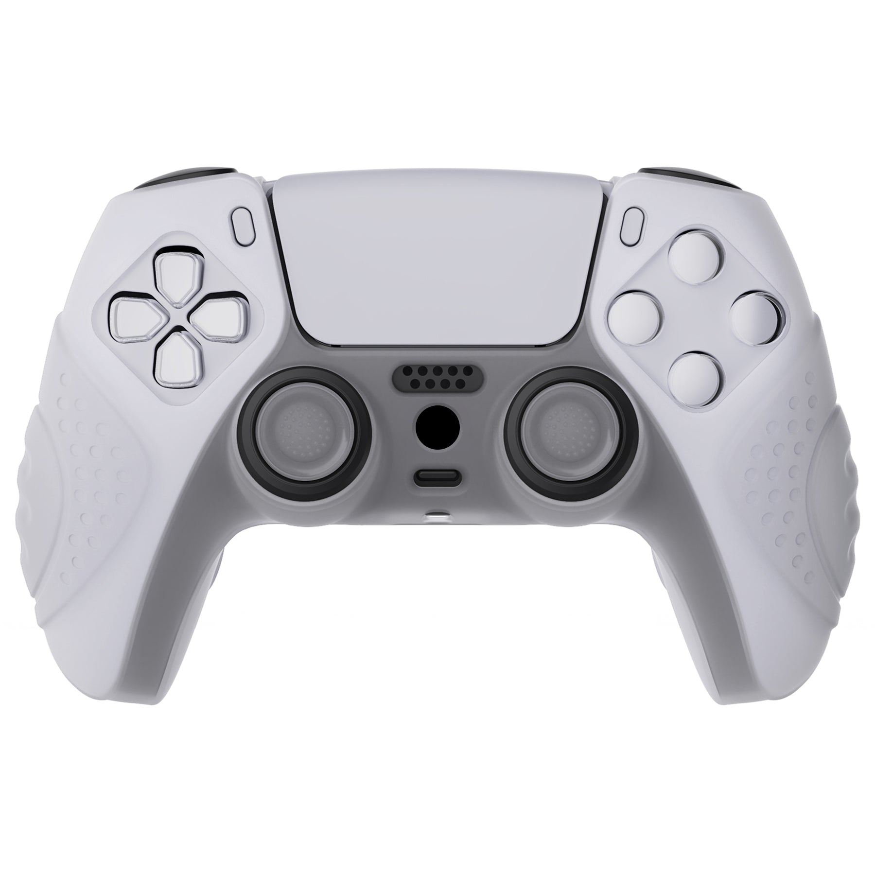 PlayVital Guardian Edition Anti-Slip Silicone Cover Skin with Thumb Grip Caps for PS5 Wireless Controller - Clear White PlayVital