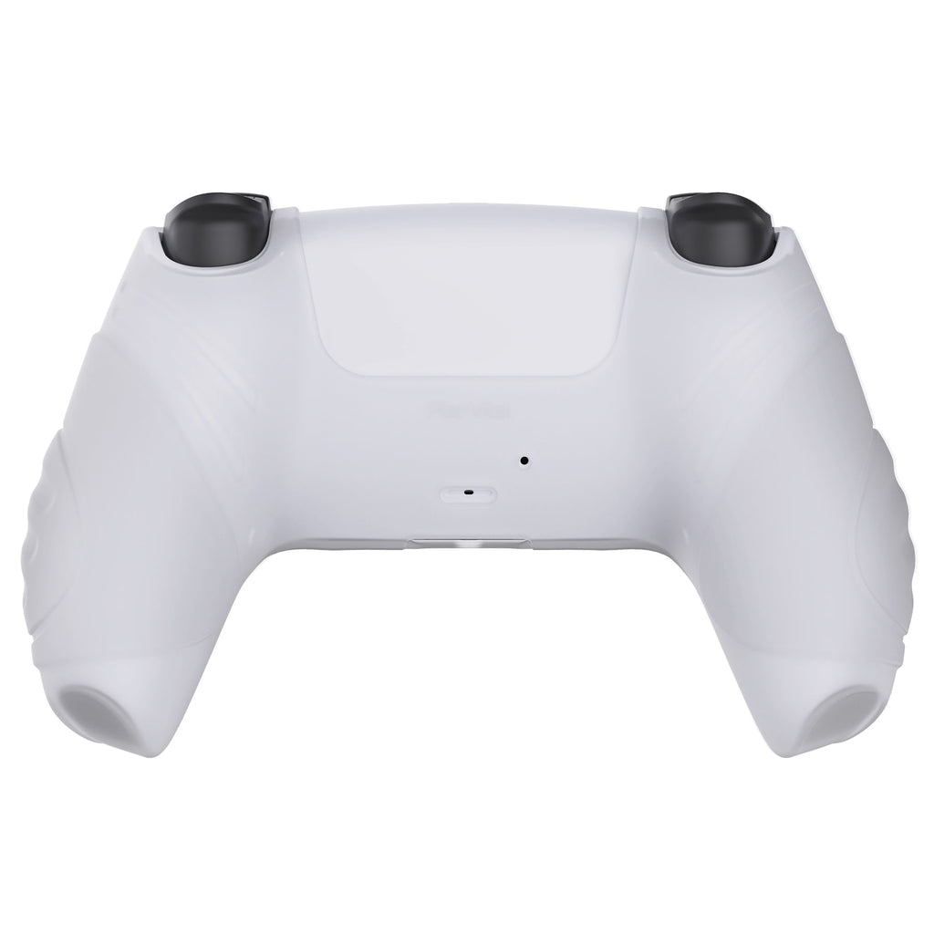 PlayVital Guardian Edition Anti-Slip Silicone Cover Skin with Thumb Grip Caps for PS5 Wireless Controller - Clear White PlayVital