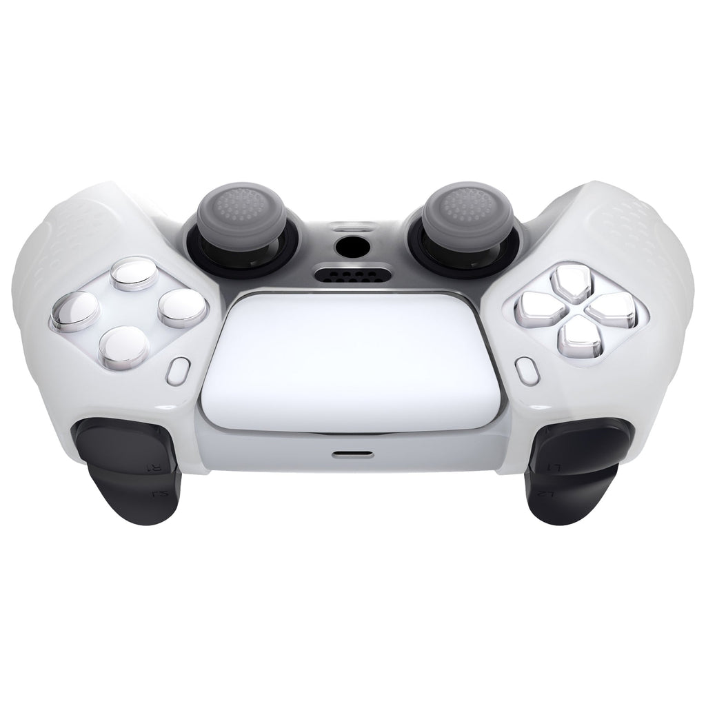 PlayVital Guardian Edition Anti-Slip Silicone Cover Skin with Thumb Grip Caps for PS5 Wireless Controller - Glow in Dark - Green PlayVital