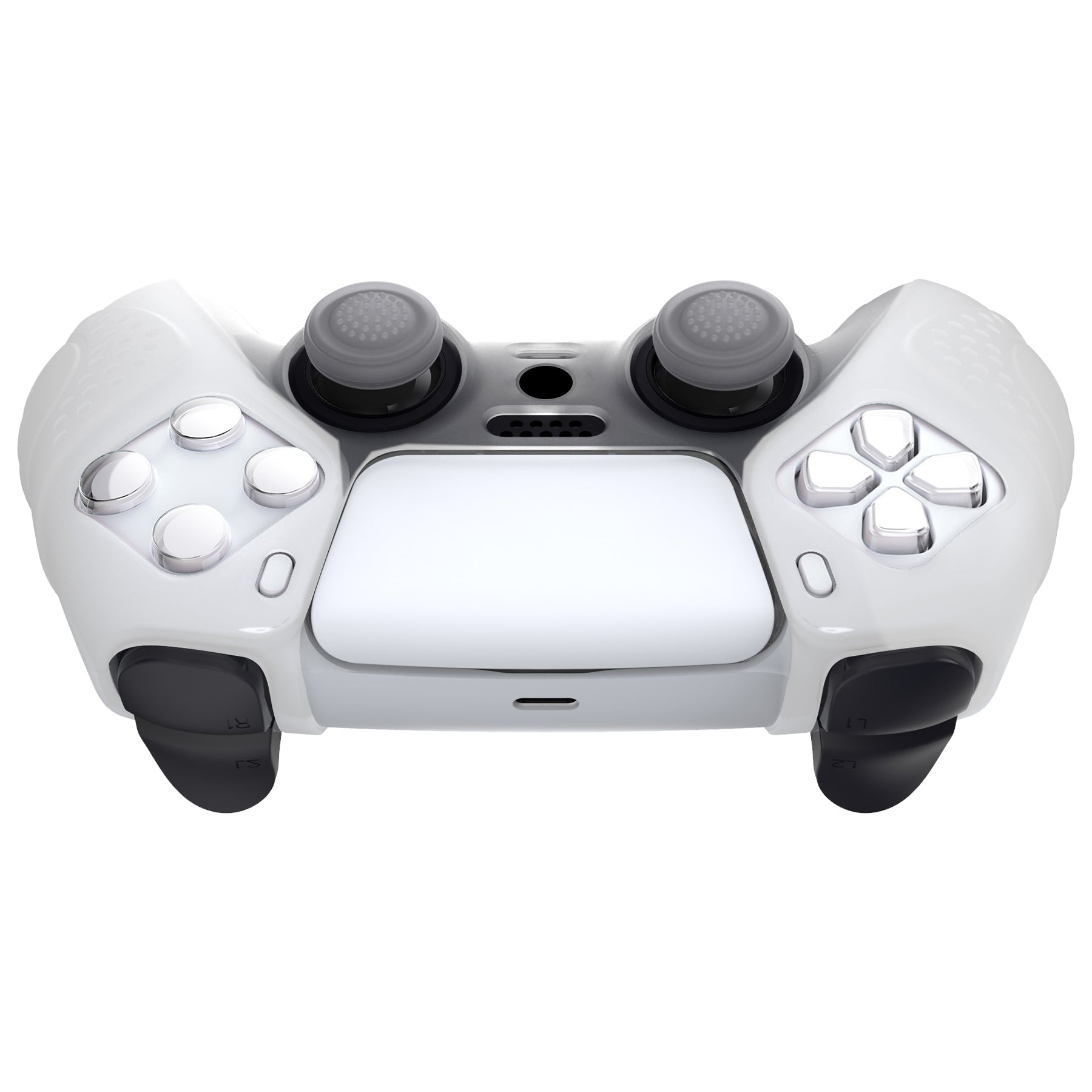 PlayVital Guardian Edition Anti-Slip Silicone Cover Skin with Thumb Grip Caps for PS5 Wireless Controller - Glow in Dark - Green PlayVital