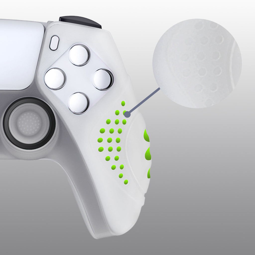 PlayVital Guardian Edition Anti-Slip Silicone Cover Skin with Thumb Grip Caps for PS5 Wireless Controller - Glow in Dark - Green PlayVital