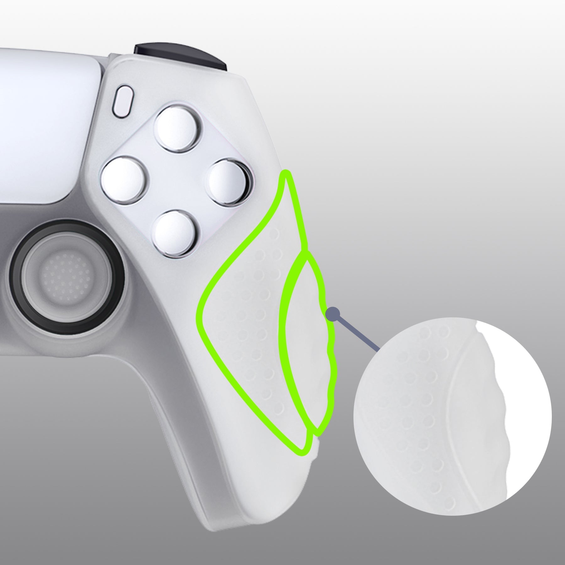 PlayVital Guardian Edition Anti-Slip Silicone Cover Skin with Thumb Grip Caps for PS5 Wireless Controller - Glow in Dark - Green PlayVital