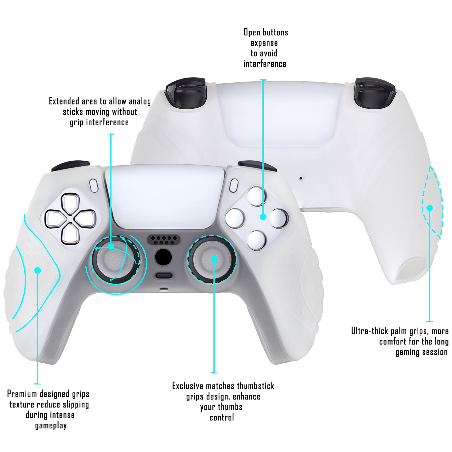 PlayVital Guardian Edition Anti-Slip Silicone Cover Skin with Thumb Grip Caps for PS5 Wireless Controller - Glow in Dark - Green PlayVital