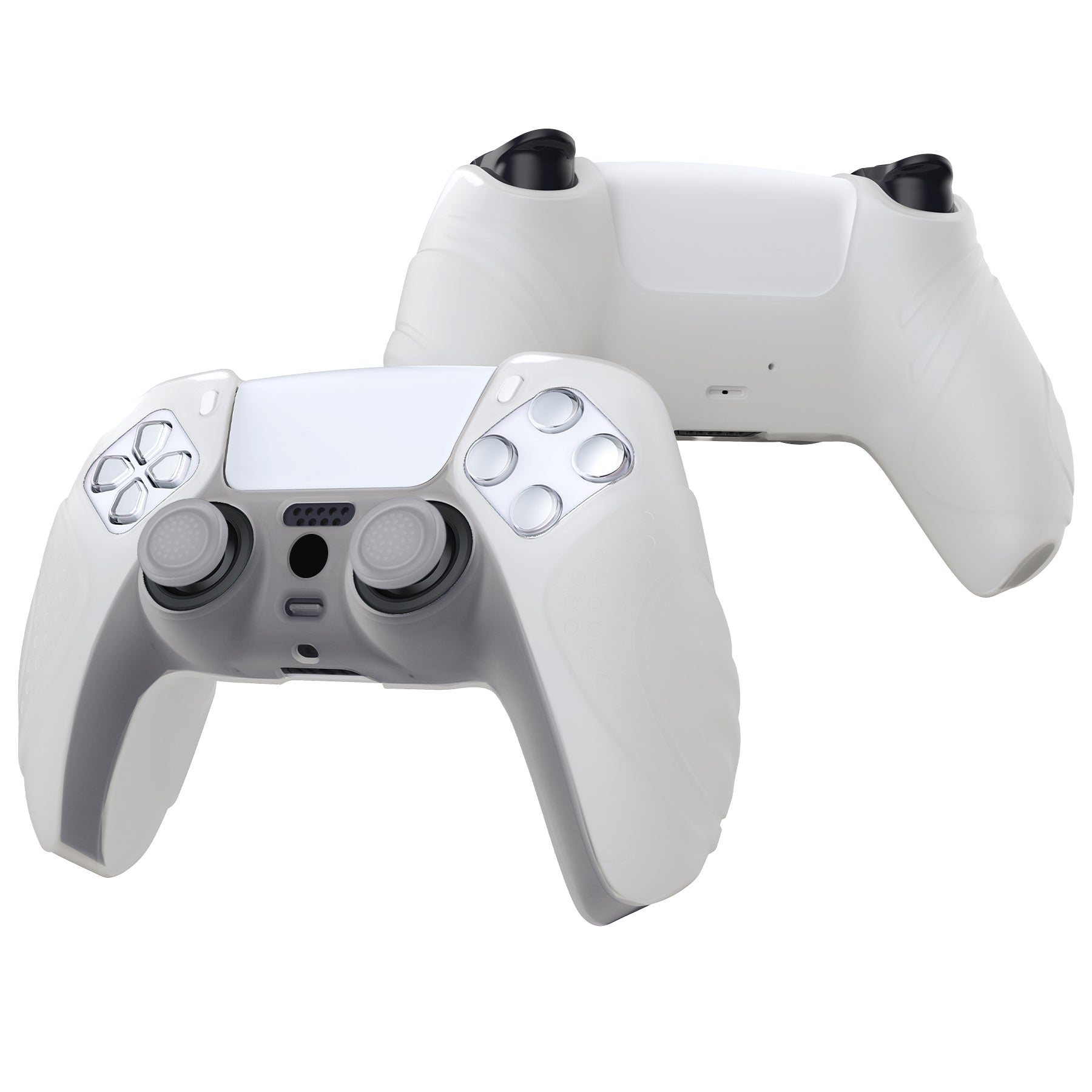 PlayVital Guardian Edition Anti-Slip Silicone Cover Skin with Thumb Grip Caps for PS5 Wireless Controller - Glow in Dark - Green PlayVital