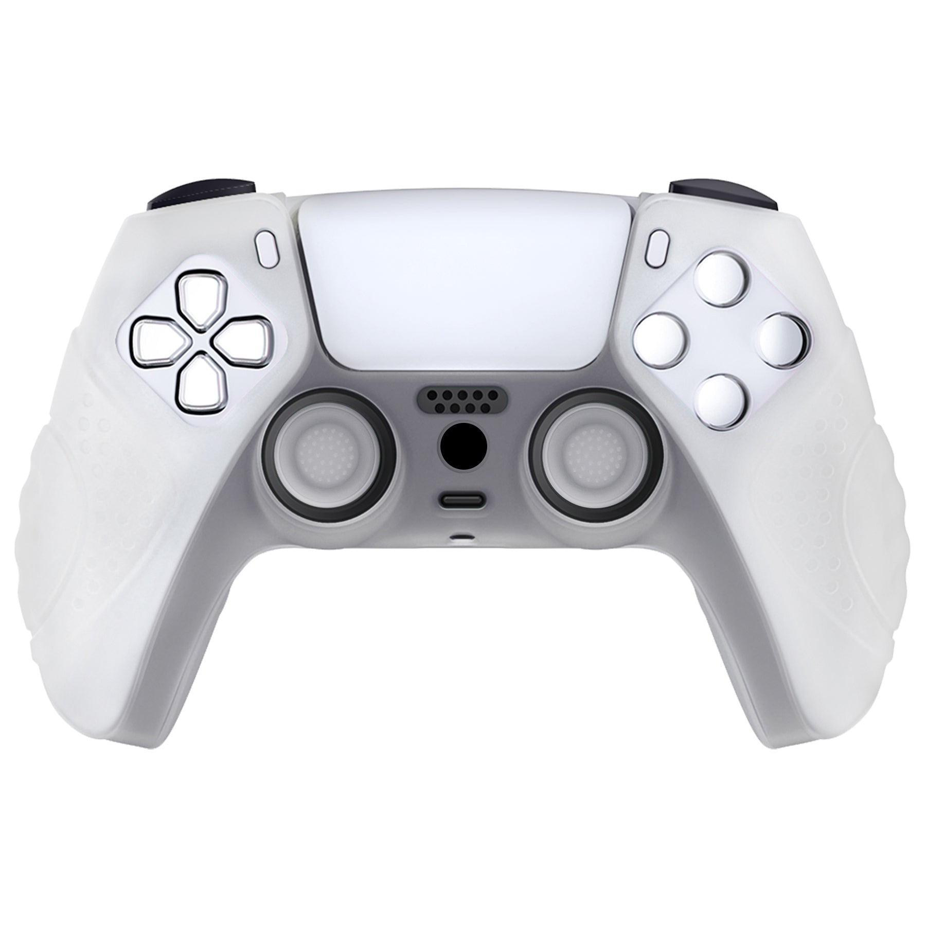 PlayVital Guardian Edition Anti-Slip Silicone Cover Skin with Thumb Grip Caps for PS5 Wireless Controller - Glow in Dark - Green PlayVital