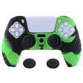 PlayVital Guardian Edition Anti-Slip Silicone Cover Skin with Thumb Grip Caps for PS5 Wireless Controller - Green & Black PlayVital