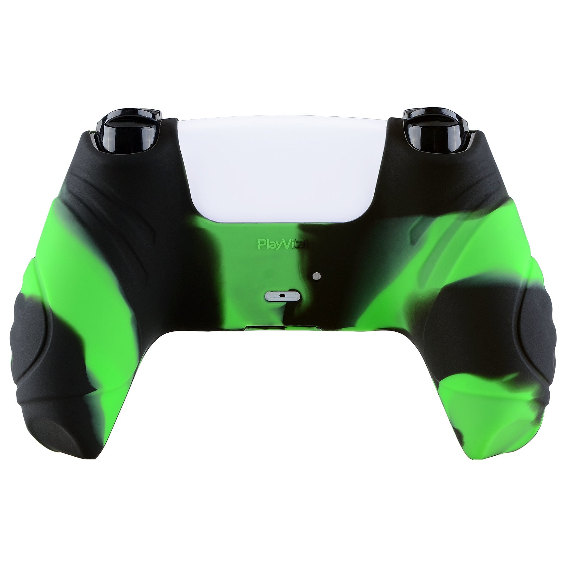 PlayVital Guardian Edition Anti-Slip Silicone Cover Skin with Thumb Grip Caps for PS5 Wireless Controller - Green & Black PlayVital