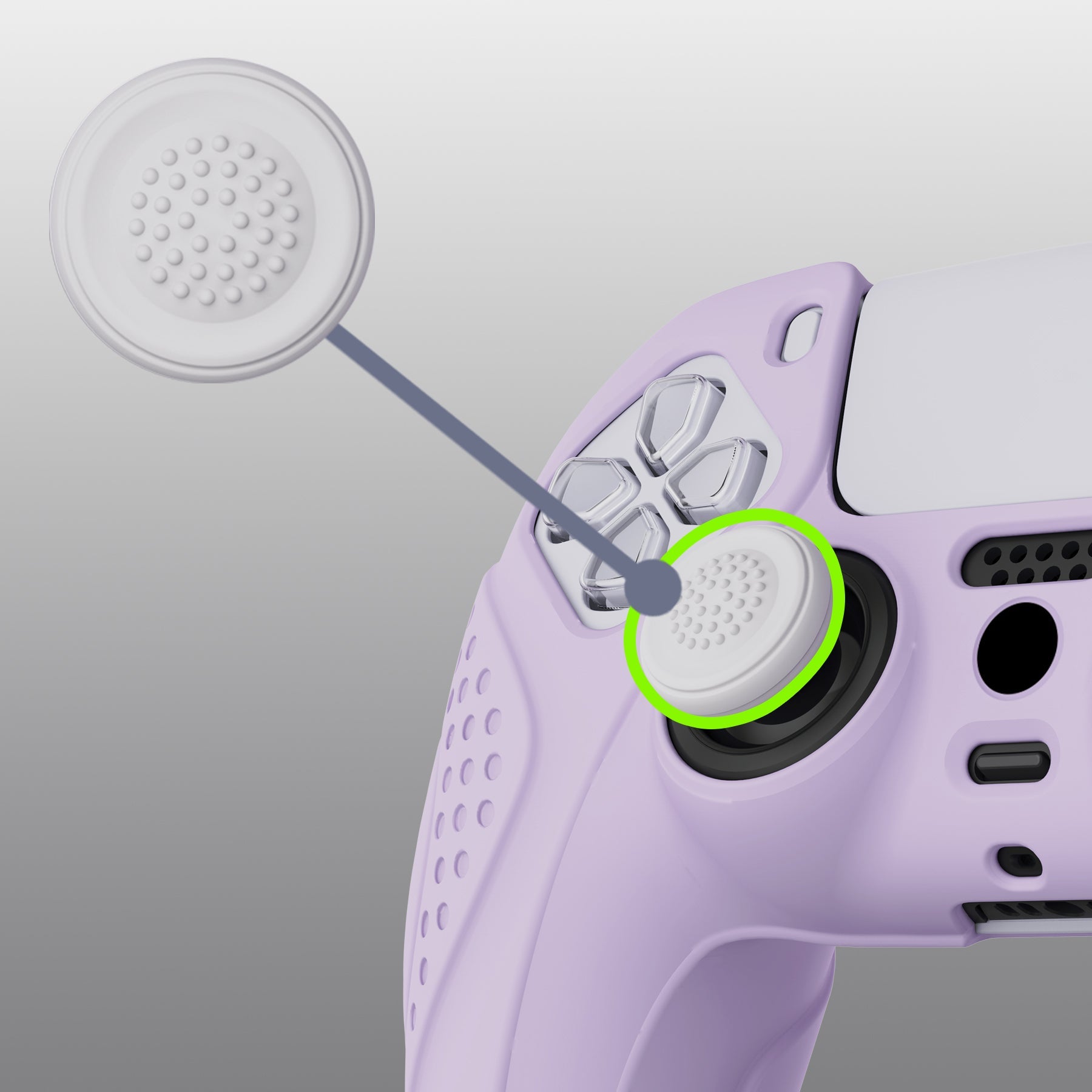 PlayVital Guardian Edition Anti-Slip Silicone Cover Skin with Thumb Grip Caps for PS5 Wireless Controller - Mauve Purple PlayVital