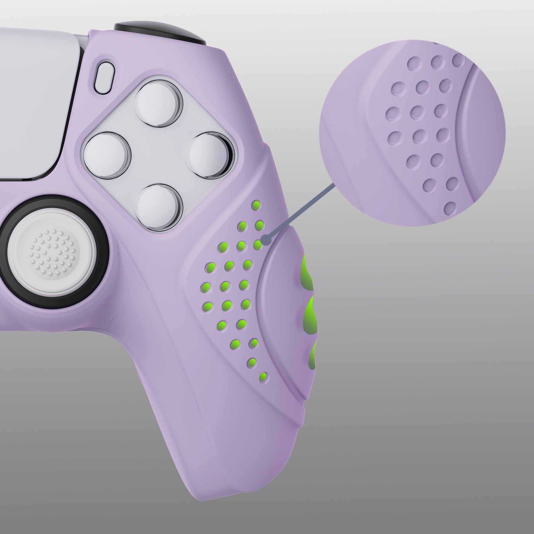 PlayVital Guardian Edition Anti-Slip Silicone Cover Skin with Thumb Grip Caps for PS5 Wireless Controller - Mauve Purple PlayVital