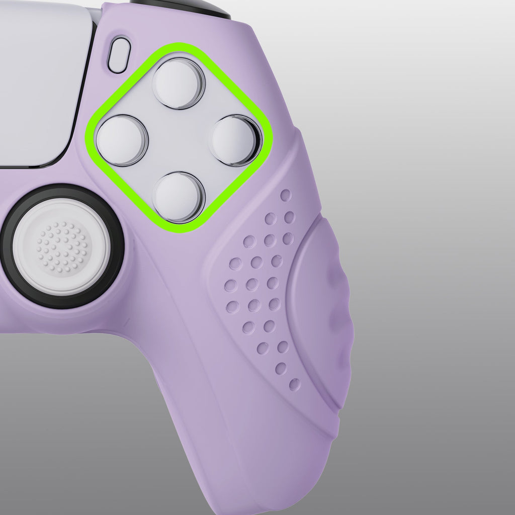 PlayVital Guardian Edition Anti-Slip Silicone Cover Skin with Thumb Grip Caps for PS5 Wireless Controller - Mauve Purple PlayVital