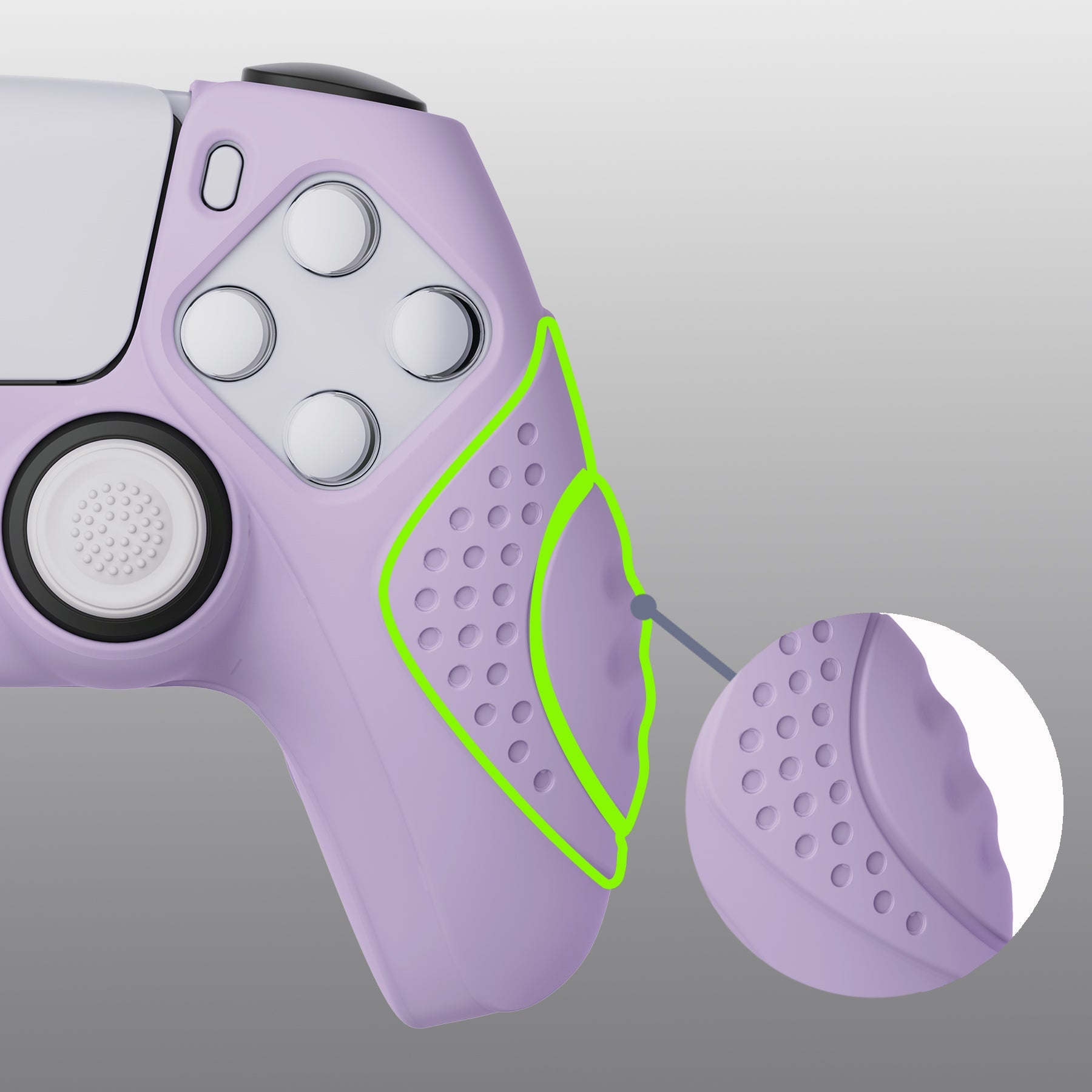 PlayVital Guardian Edition Anti-Slip Silicone Cover Skin with Thumb Grip Caps for PS5 Wireless Controller - Mauve Purple PlayVital