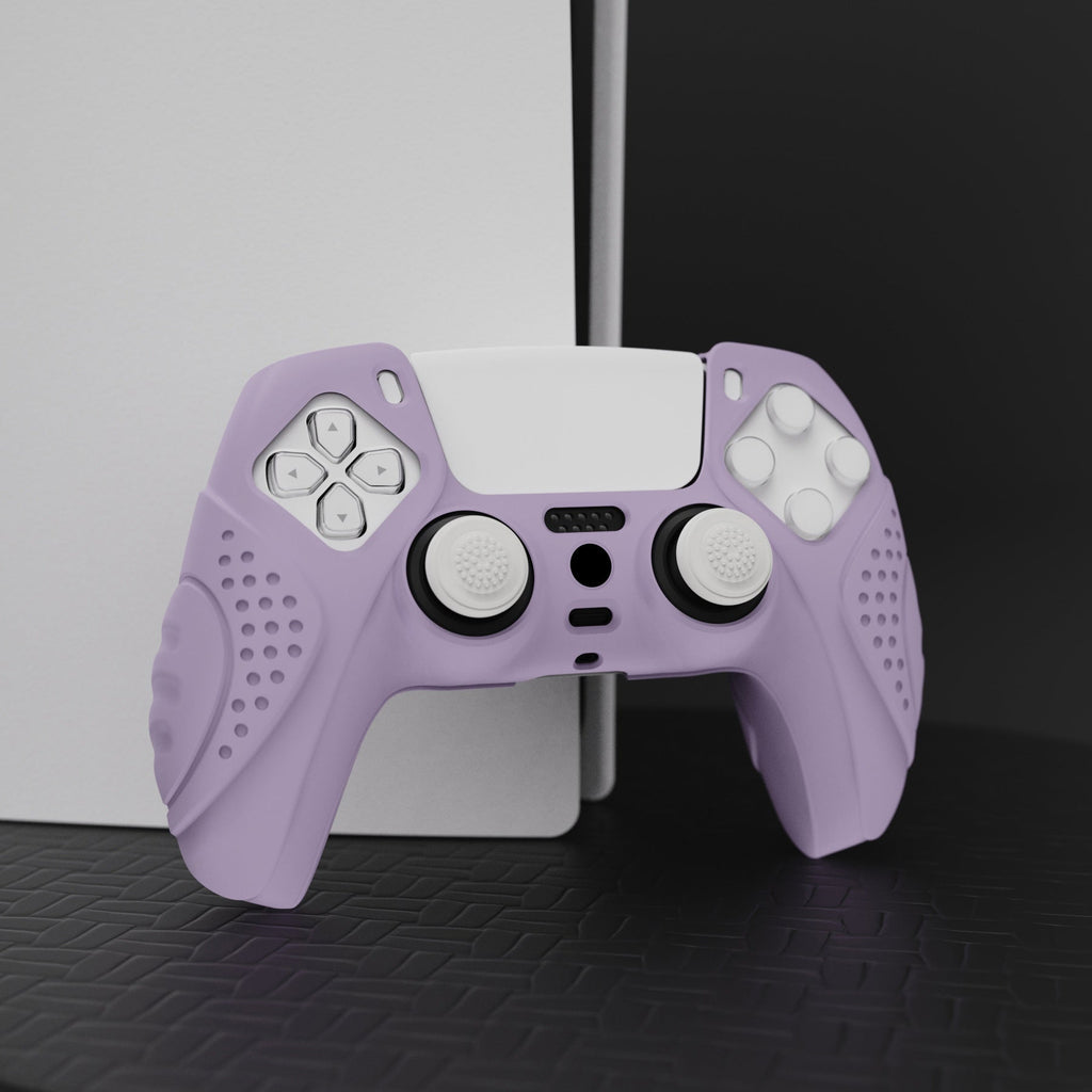 PlayVital Guardian Edition Anti-Slip Silicone Cover Skin with Thumb Grip Caps for PS5 Wireless Controller - Mauve Purple PlayVital
