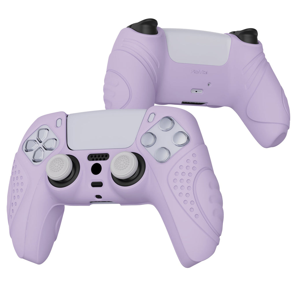 PlayVital Guardian Edition Anti-Slip Silicone Cover Skin with Thumb Grip Caps for PS5 Wireless Controller - Mauve Purple PlayVital