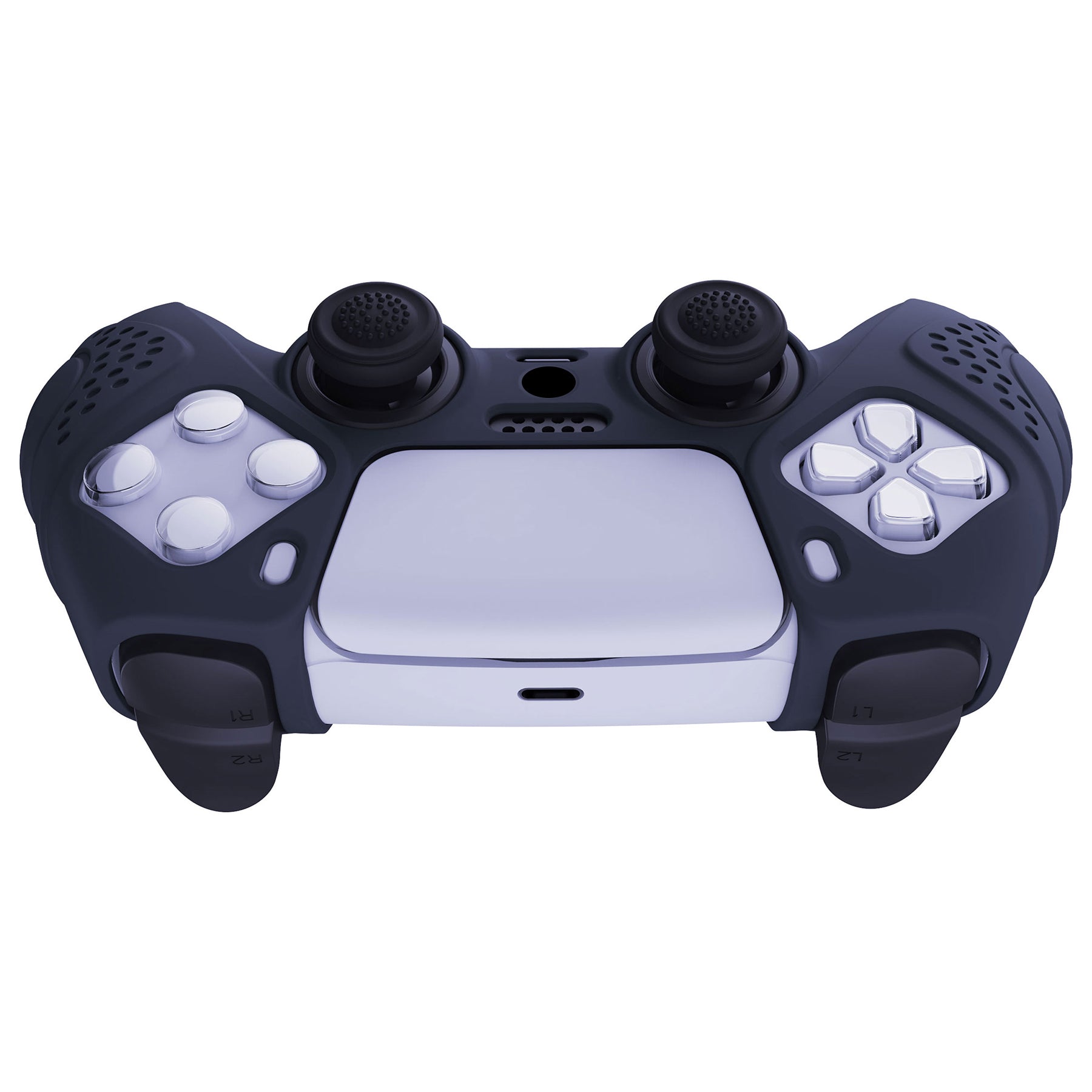 PlayVital Guardian Edition Anti-Slip Silicone Cover Skin with Thumb Grip Caps for PS5 Wireless Controller - Midnight Blue PlayVital