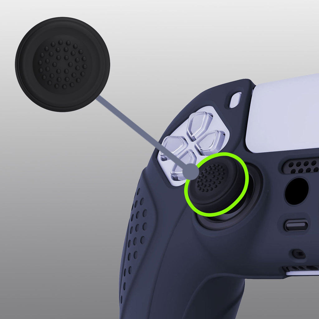 PlayVital Guardian Edition Anti-Slip Silicone Cover Skin with Thumb Grip Caps for PS5 Wireless Controller - Midnight Blue PlayVital