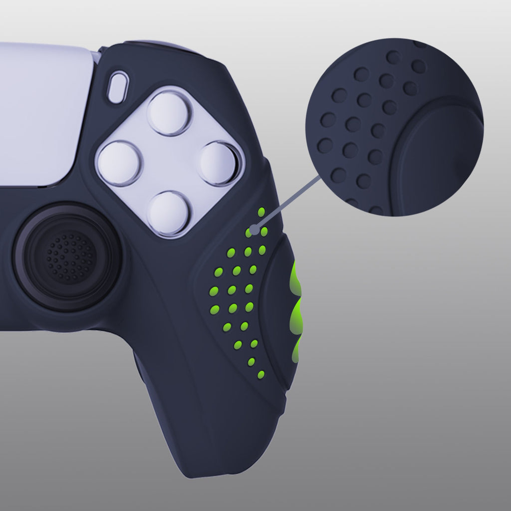 PlayVital Guardian Edition Anti-Slip Silicone Cover Skin with Thumb Grip Caps for PS5 Wireless Controller - Midnight Blue PlayVital