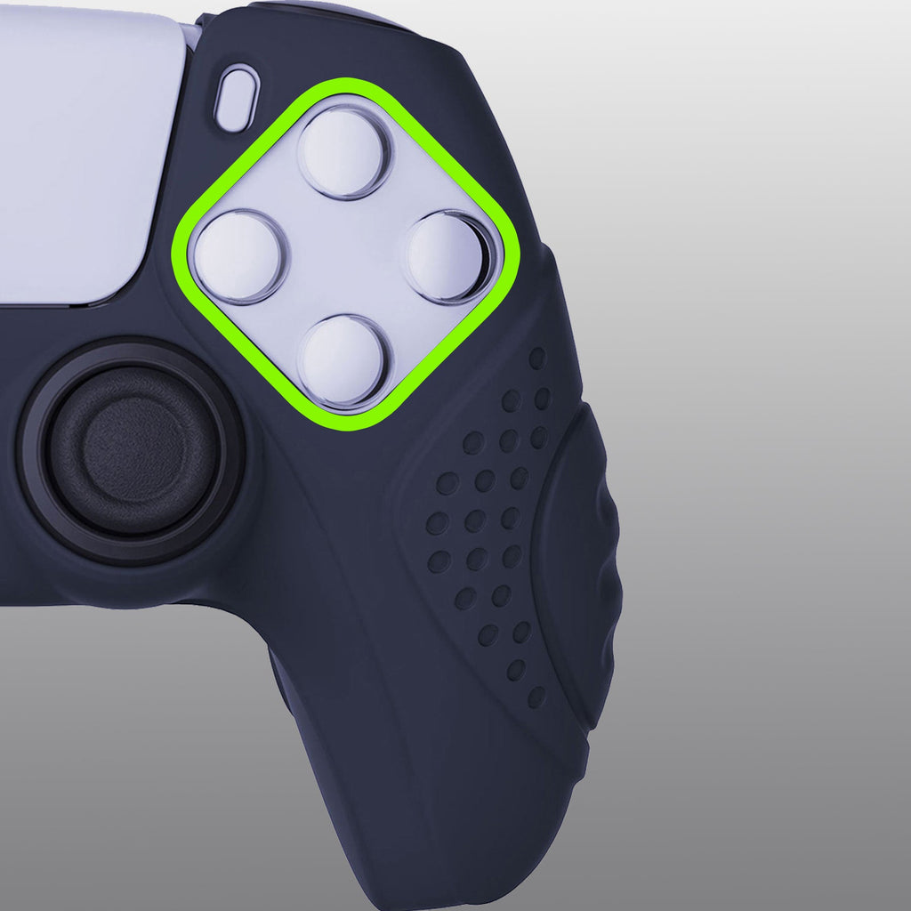 PlayVital Guardian Edition Anti-Slip Silicone Cover Skin with Thumb Grip Caps for PS5 Wireless Controller - Midnight Blue PlayVital