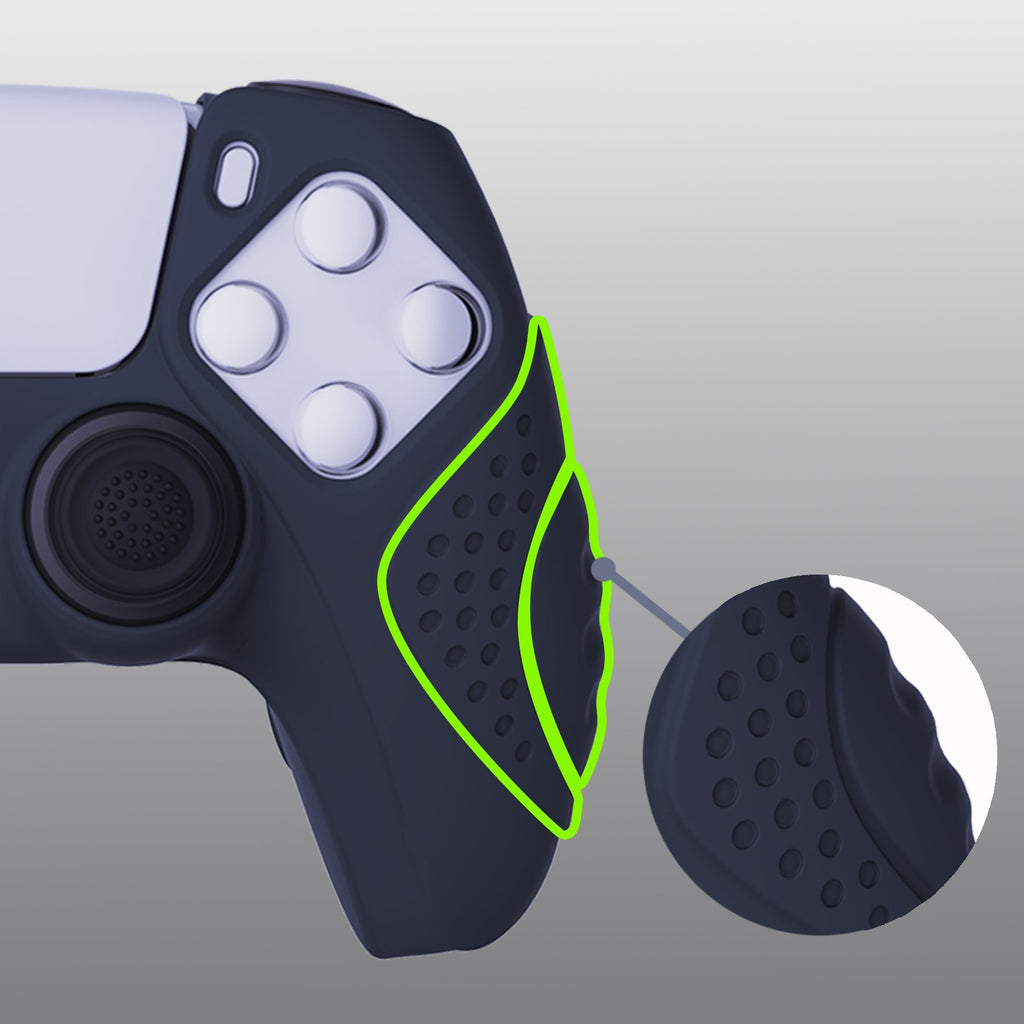 PlayVital Guardian Edition Anti-Slip Silicone Cover Skin with Thumb Grip Caps for PS5 Wireless Controller - Midnight Blue PlayVital