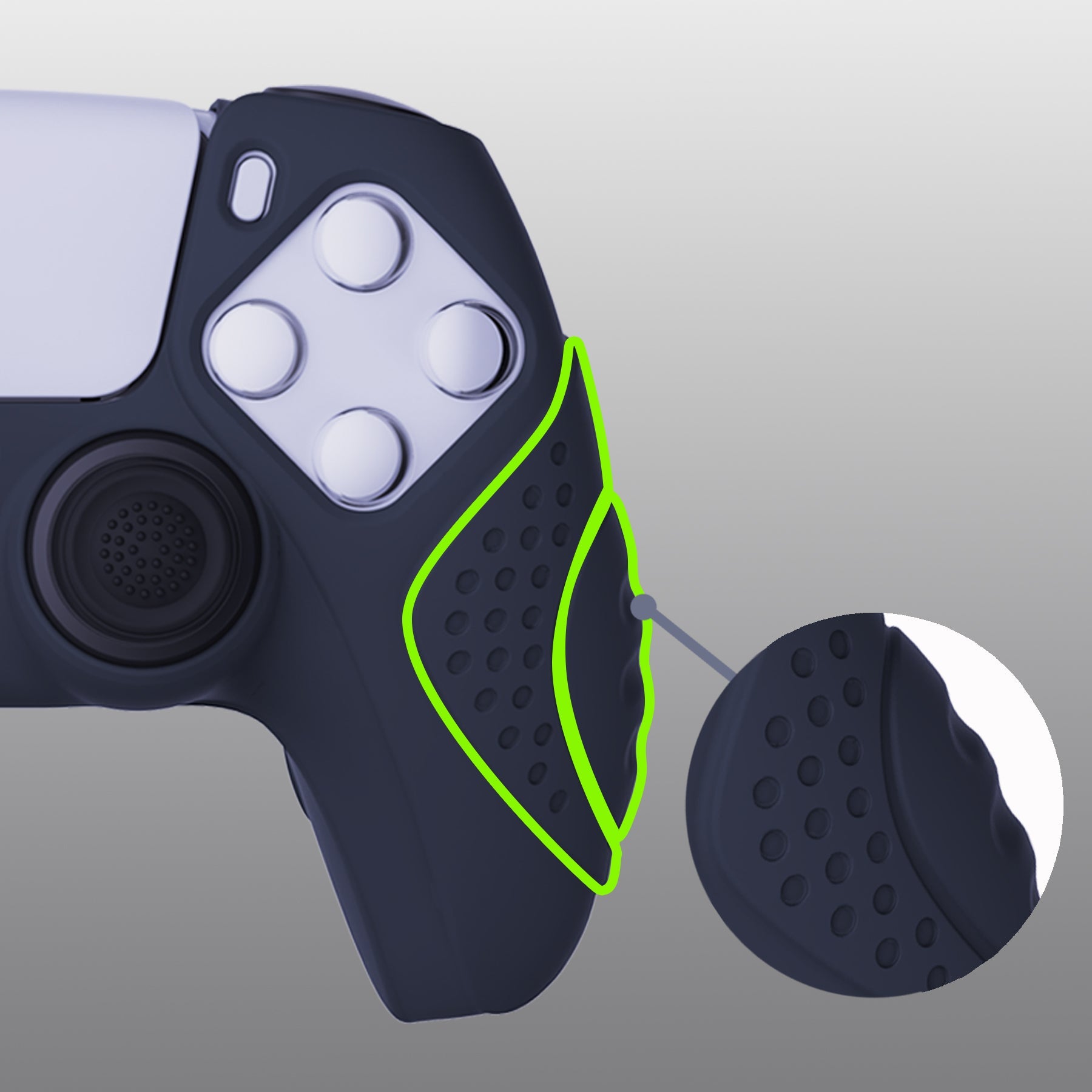 PlayVital Guardian Edition Anti-Slip Silicone Cover Skin with Thumb Grip Caps for PS5 Wireless Controller - Midnight Blue PlayVital