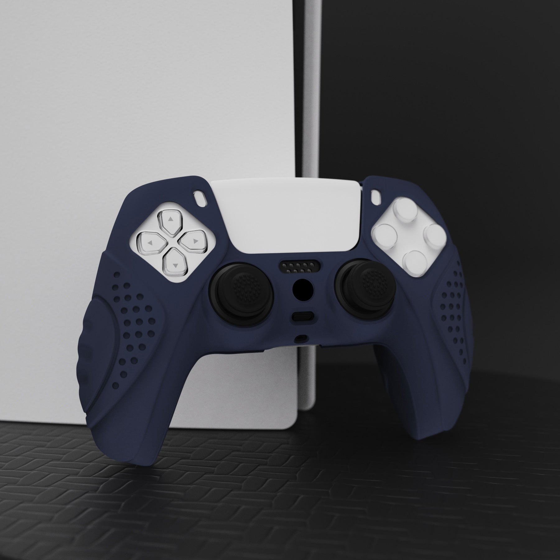 PlayVital Guardian Edition Anti-Slip Silicone Cover Skin with Thumb Grip Caps for PS5 Wireless Controller - Midnight Blue PlayVital