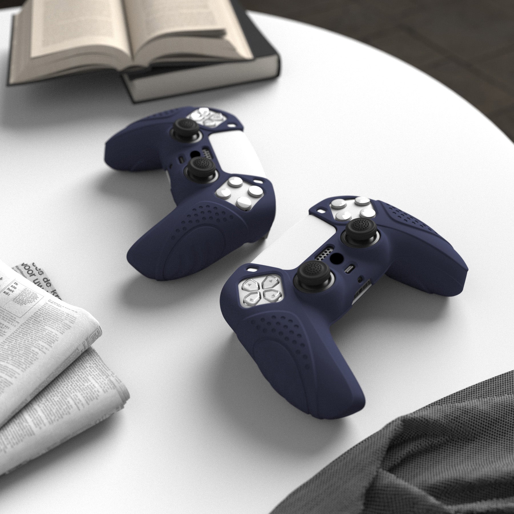 PlayVital Guardian Edition Anti-Slip Silicone Cover Skin with Thumb Grip Caps for PS5 Wireless Controller - Midnight Blue PlayVital
