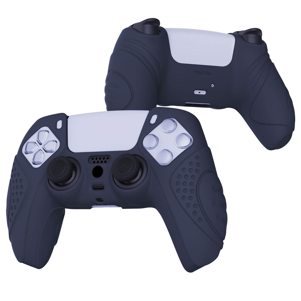 PlayVital Guardian Edition Anti-Slip Silicone Cover Skin with Thumb Grip Caps for PS5 Wireless Controller - Midnight Blue PlayVital