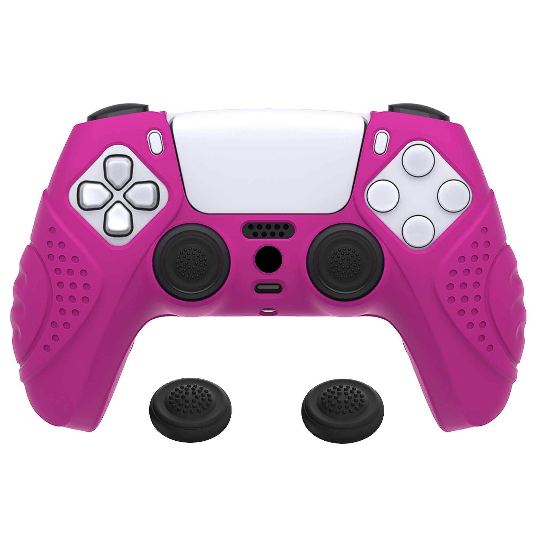 PlayVital Guardian Edition Anti-Slip Silicone Cover Skin with Thumb Grip Caps for PS5 Wireless Controller - Neon Purple PlayVital