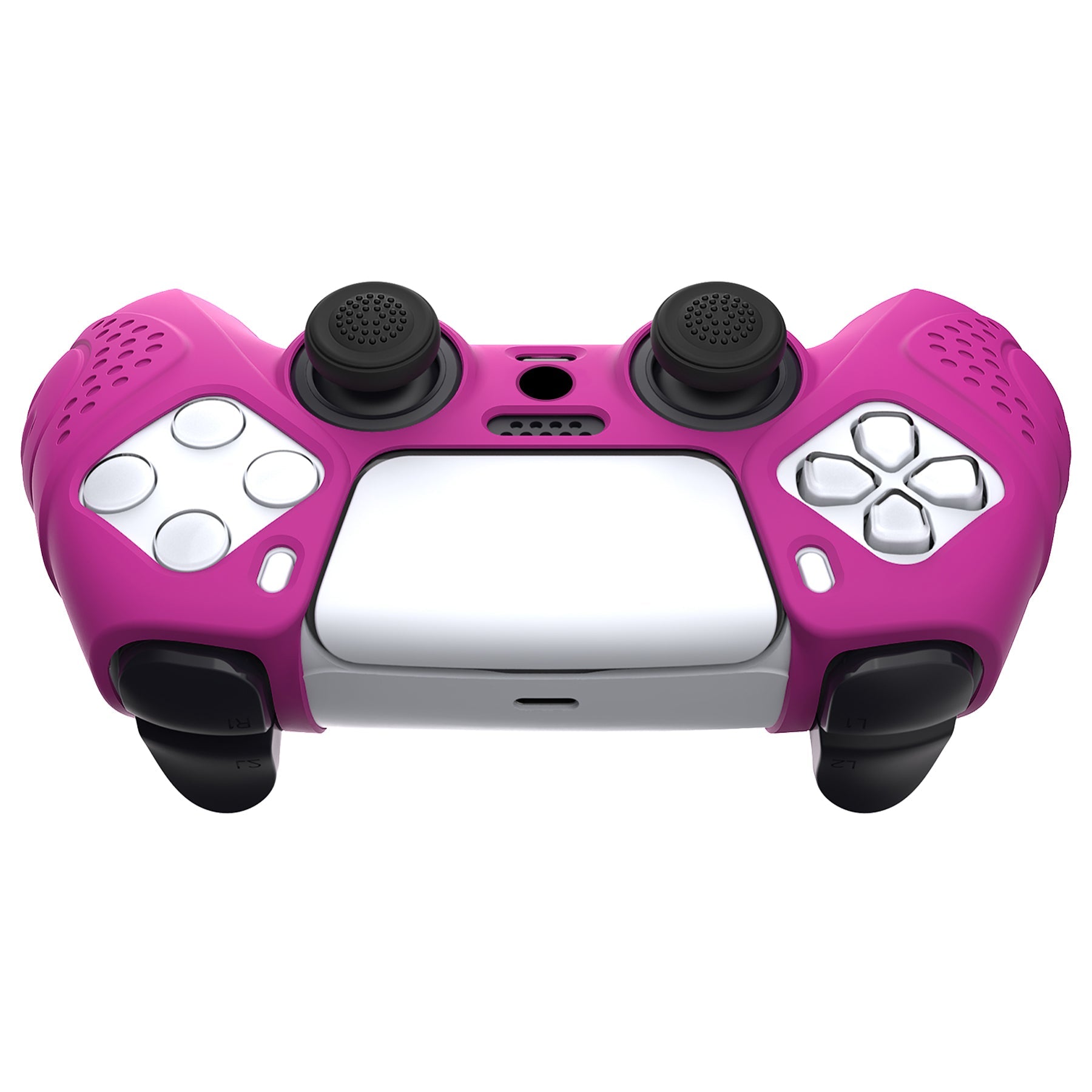 PlayVital Guardian Edition Anti-Slip Silicone Cover Skin with Thumb Grip Caps for PS5 Wireless Controller - Neon Purple PlayVital