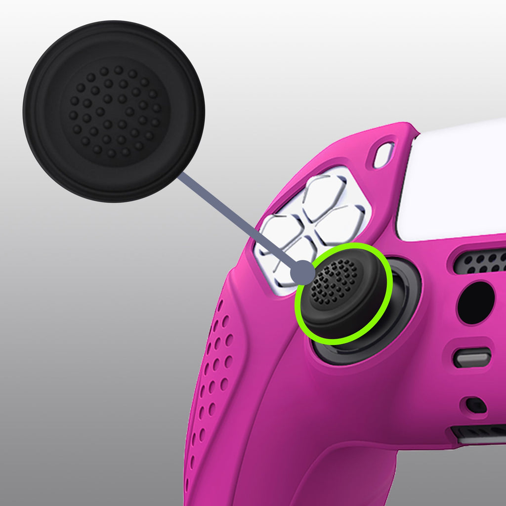 PlayVital Guardian Edition Anti-Slip Silicone Cover Skin with Thumb Grip Caps for PS5 Wireless Controller - Neon Purple PlayVital