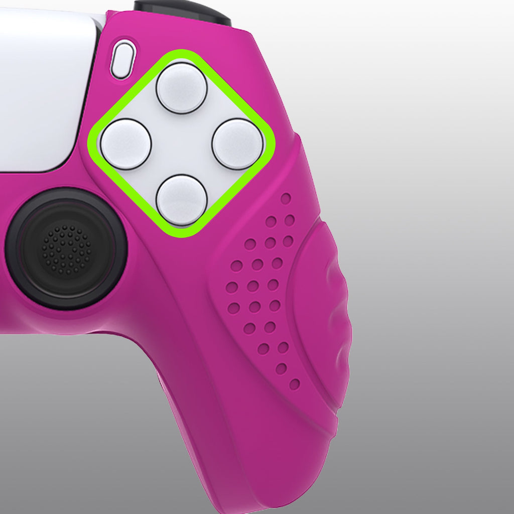 PlayVital Guardian Edition Anti-Slip Silicone Cover Skin with Thumb Grip Caps for PS5 Wireless Controller - Neon Purple PlayVital