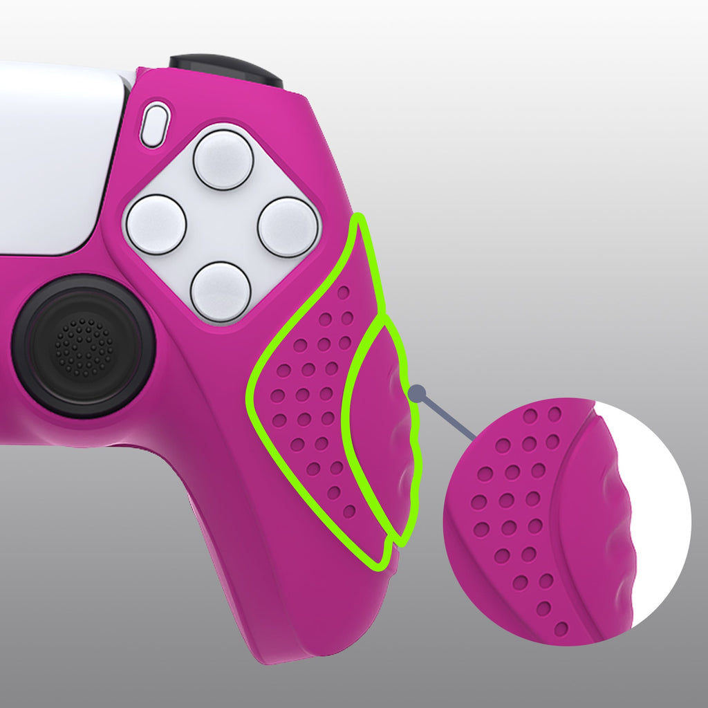 PlayVital Guardian Edition Anti-Slip Silicone Cover Skin with Thumb Grip Caps for PS5 Wireless Controller - Neon Purple PlayVital