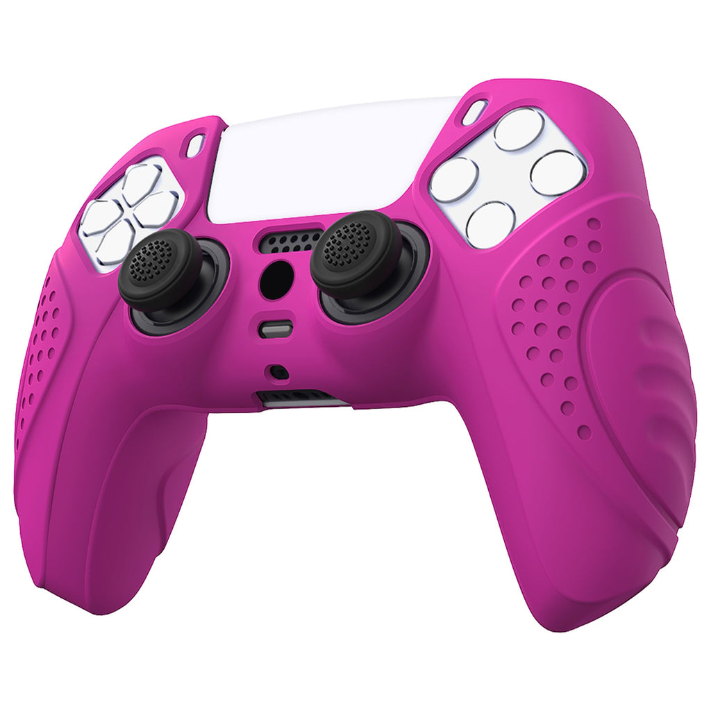 PlayVital Guardian Edition Anti-Slip Silicone Cover Skin with Thumb Grip Caps for PS5 Wireless Controller - Neon Purple PlayVital