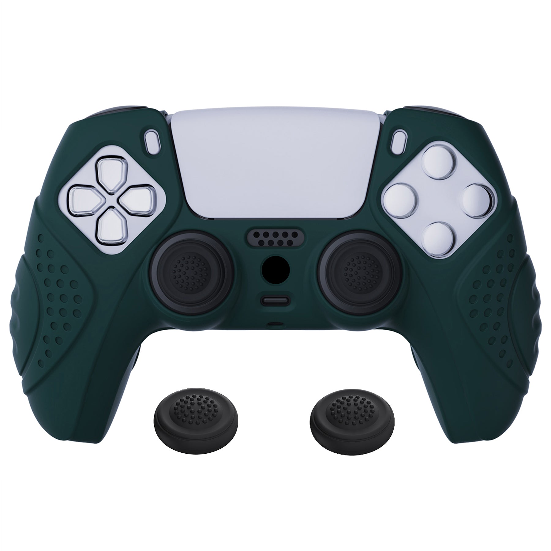 PlayVital Guardian Edition Anti-Slip Silicone Cover Skin with Thumb Grip Caps for PS5 Wireless Controller - Racing Green PlayVital