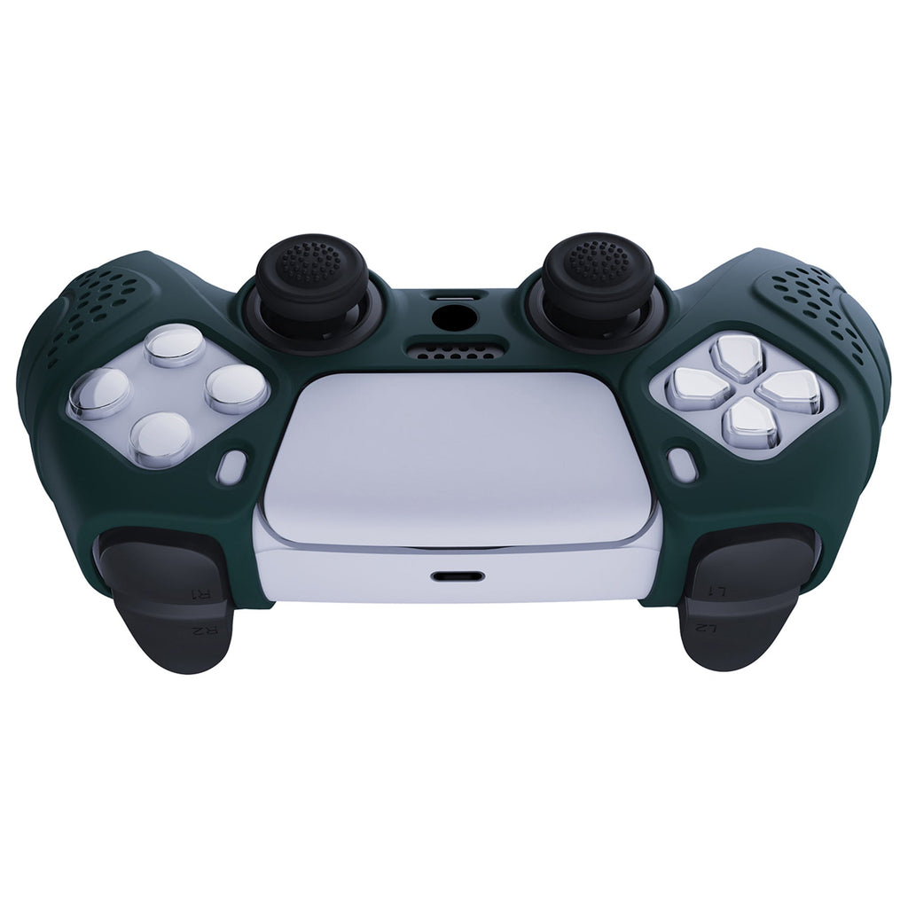 PlayVital Guardian Edition Anti-Slip Silicone Cover Skin with Thumb Grip Caps for PS5 Wireless Controller - Racing Green PlayVital