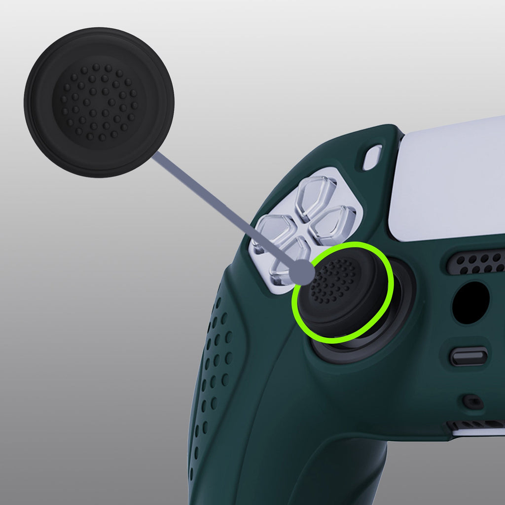 PlayVital Guardian Edition Anti-Slip Silicone Cover Skin with Thumb Grip Caps for PS5 Wireless Controller - Racing Green PlayVital