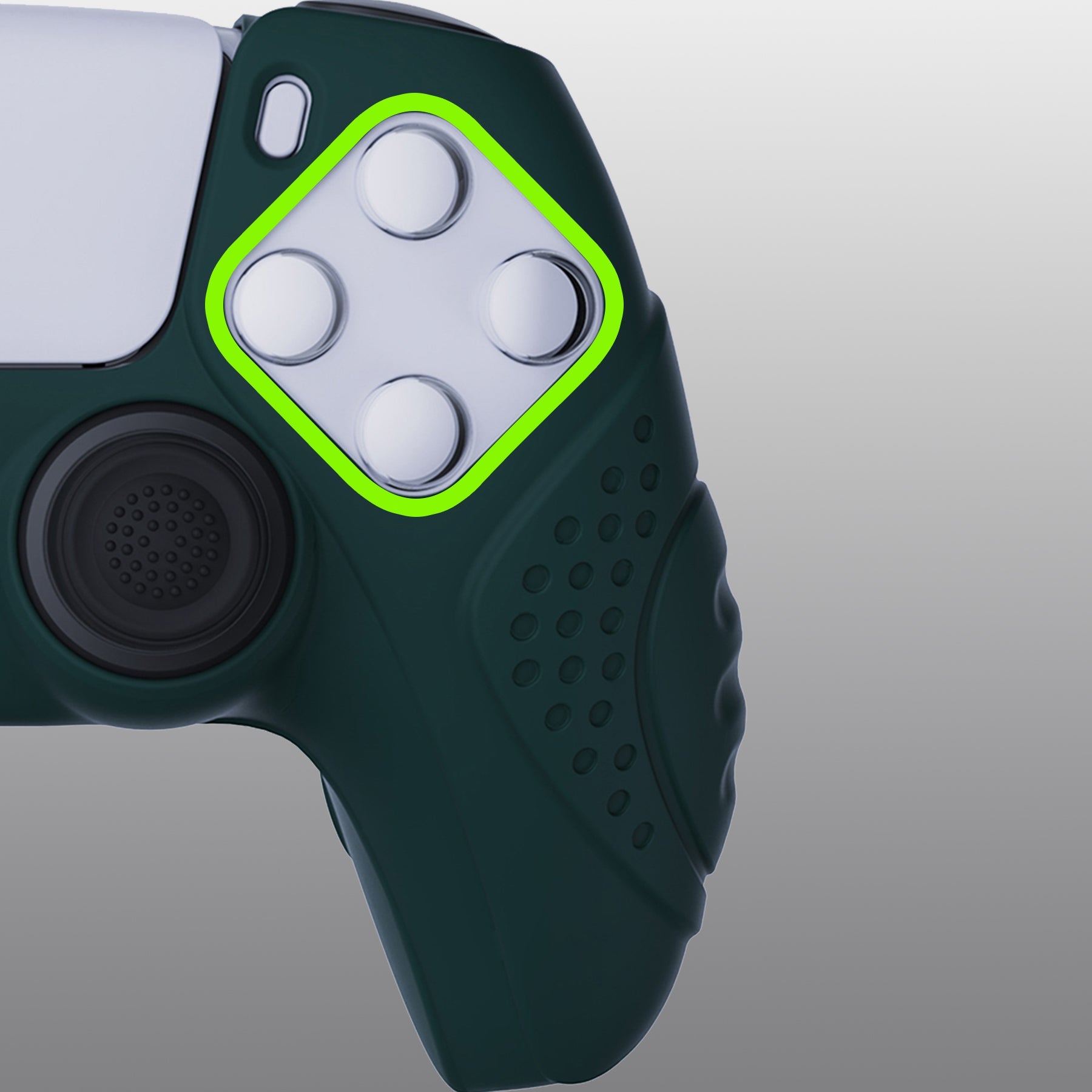 PlayVital Guardian Edition Anti-Slip Silicone Cover Skin with Thumb Grip Caps for PS5 Wireless Controller - Racing Green PlayVital