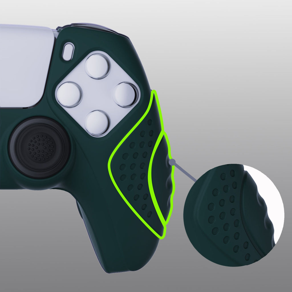 PlayVital Guardian Edition Anti-Slip Silicone Cover Skin with Thumb Grip Caps for PS5 Wireless Controller - Racing Green PlayVital