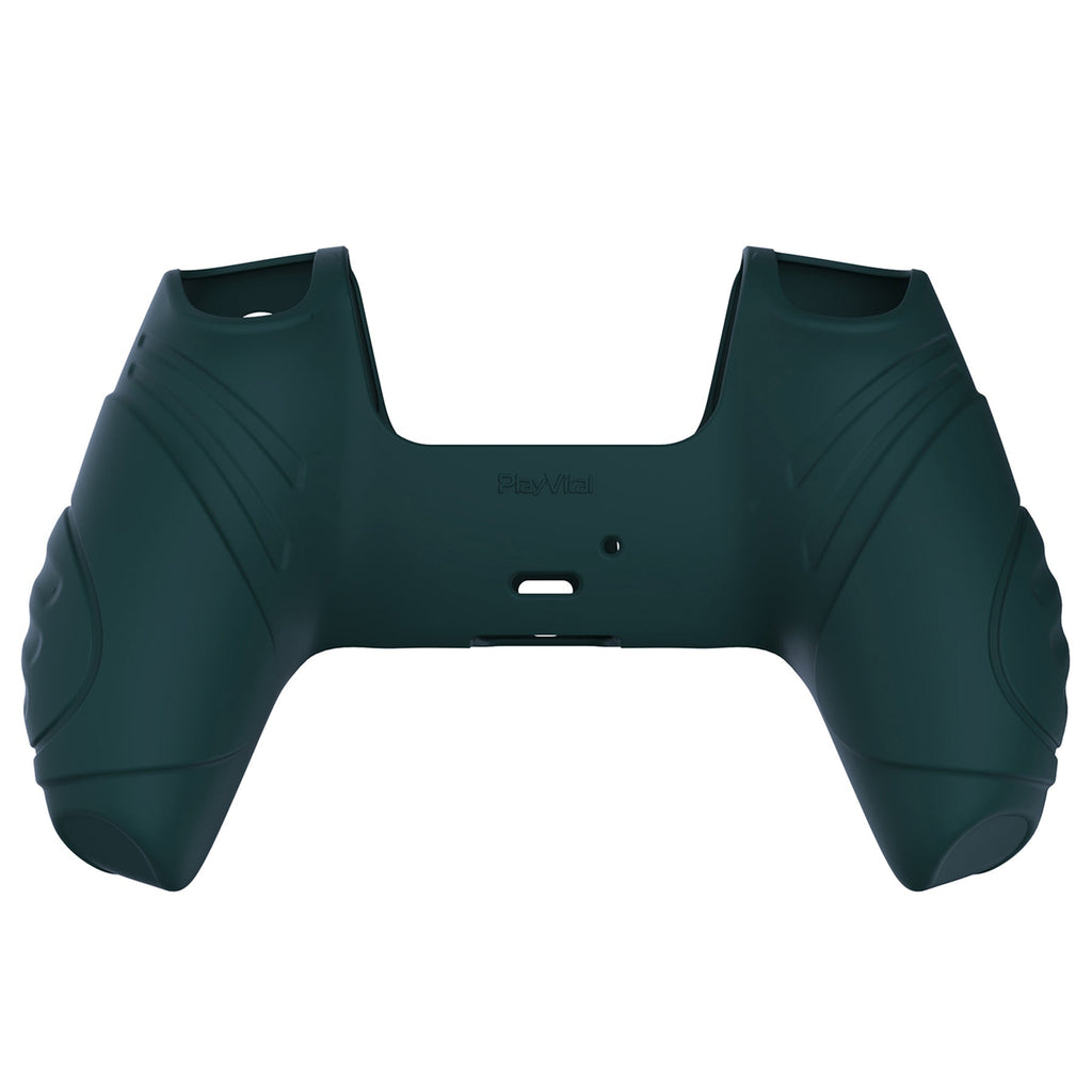 PlayVital Guardian Edition Anti-Slip Silicone Cover Skin with Thumb Grip Caps for PS5 Wireless Controller - Racing Green PlayVital