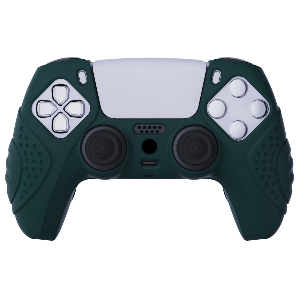 PlayVital Guardian Edition Anti-Slip Silicone Cover Skin with Thumb Grip Caps for PS5 Wireless Controller - Racing Green PlayVital