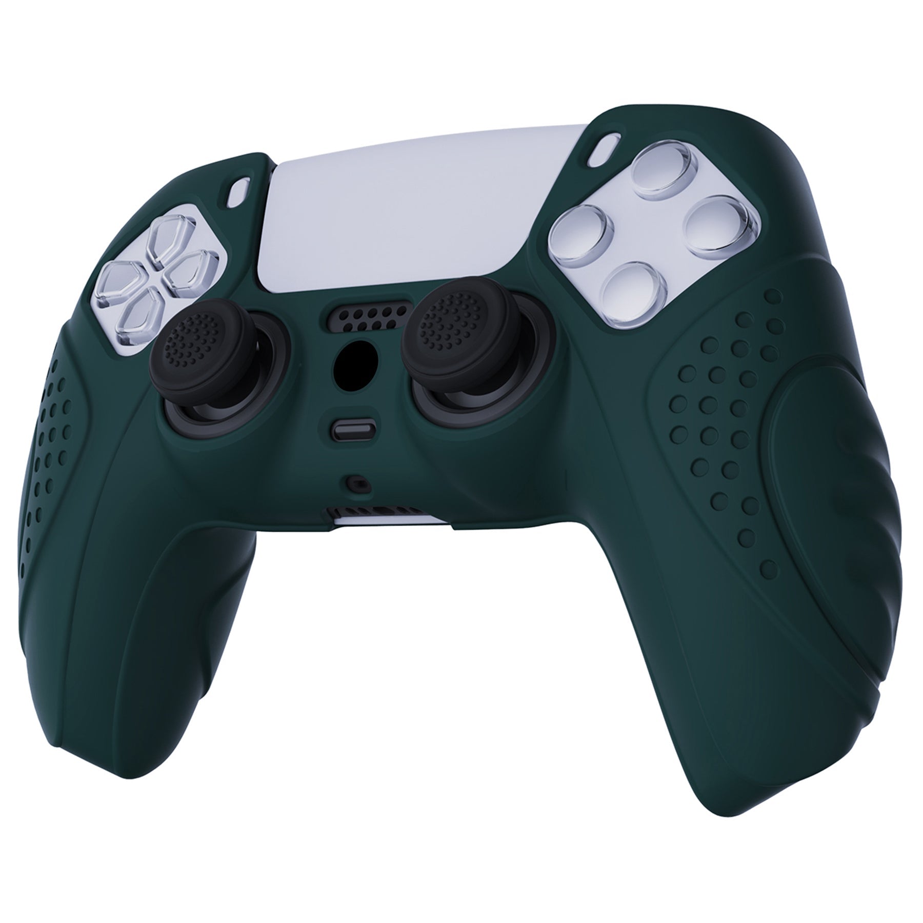 PlayVital Guardian Edition Anti-Slip Silicone Cover Skin with Thumb Grip Caps for PS5 Wireless Controller - Racing Green PlayVital