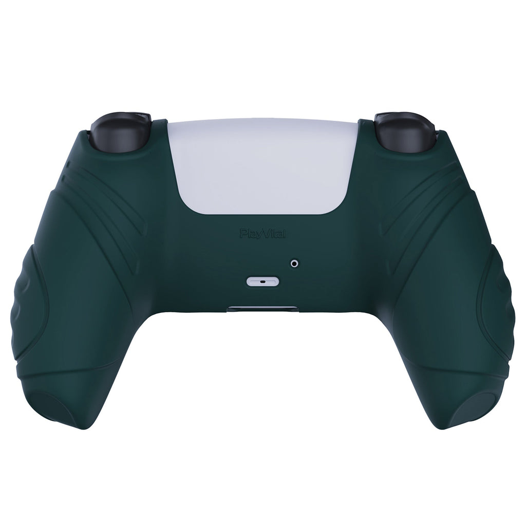 PlayVital Guardian Edition Anti-Slip Silicone Cover Skin with Thumb Grip Caps for PS5 Wireless Controller - Racing Green PlayVital