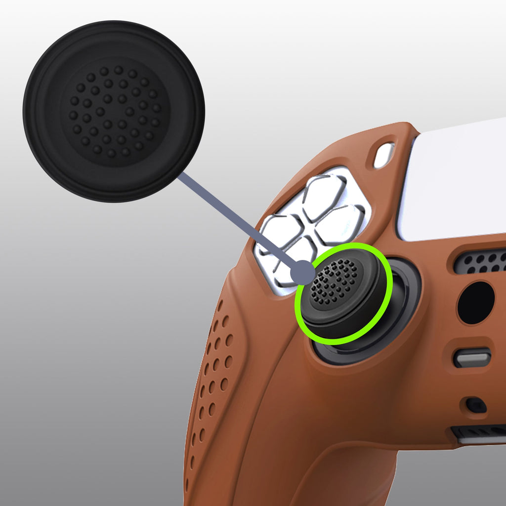 PlayVital Guardian Edition Anti-Slip Silicone Cover Skin with Thumb Grip Caps for PS5 Wireless Controller - Signal Brown PlayVital