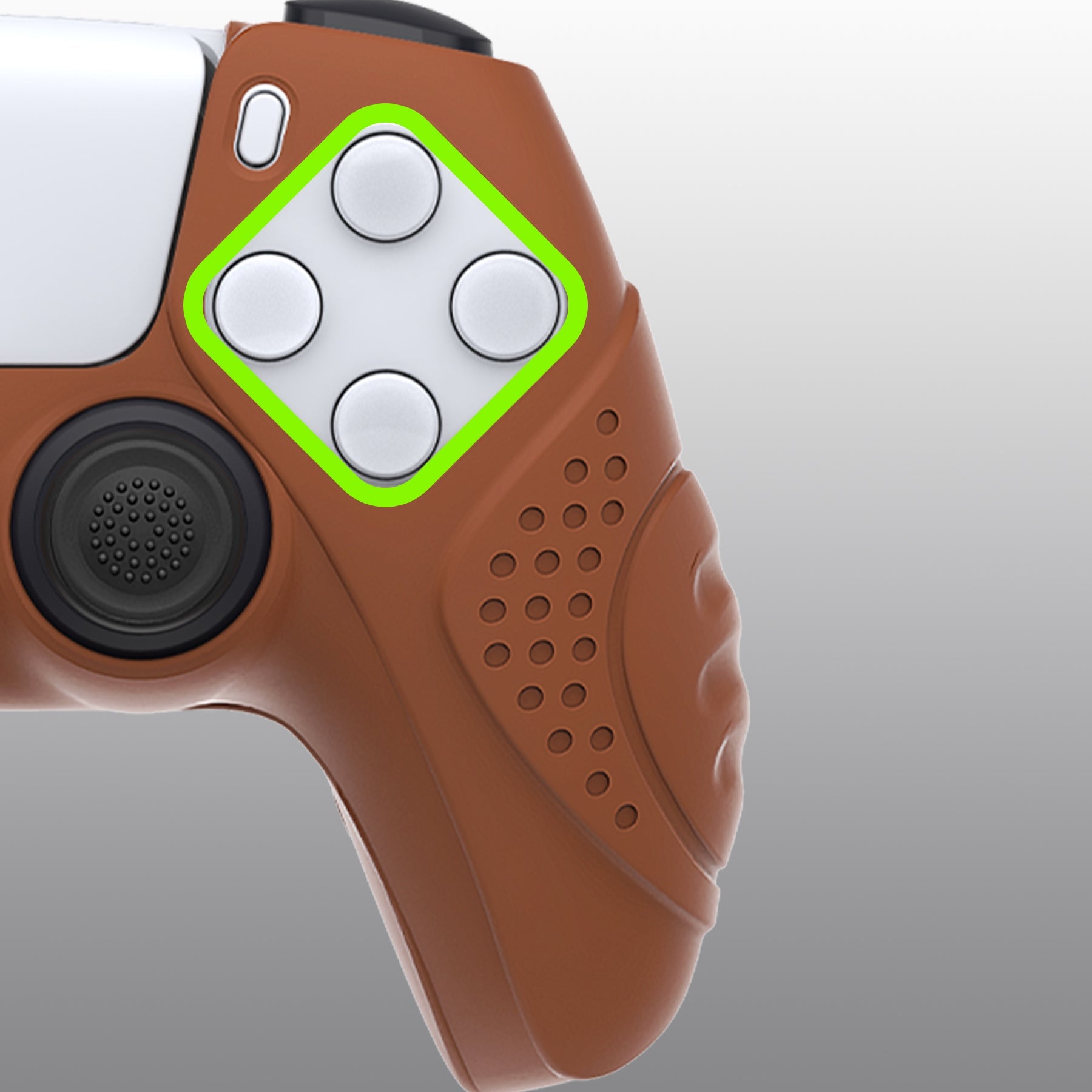 PlayVital Guardian Edition Anti-Slip Silicone Cover Skin with Thumb Grip Caps for PS5 Wireless Controller - Signal Brown PlayVital